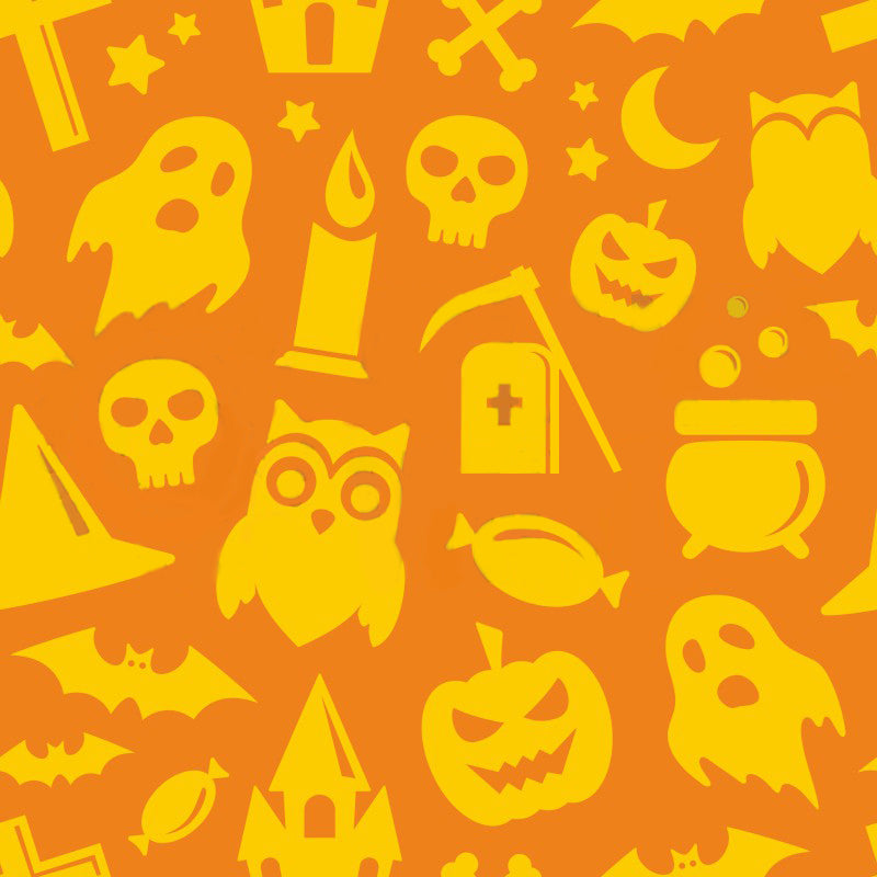 Yellow-On-Orange Halloween Party Patterned Heat Transfer Vinyl (HTV)
