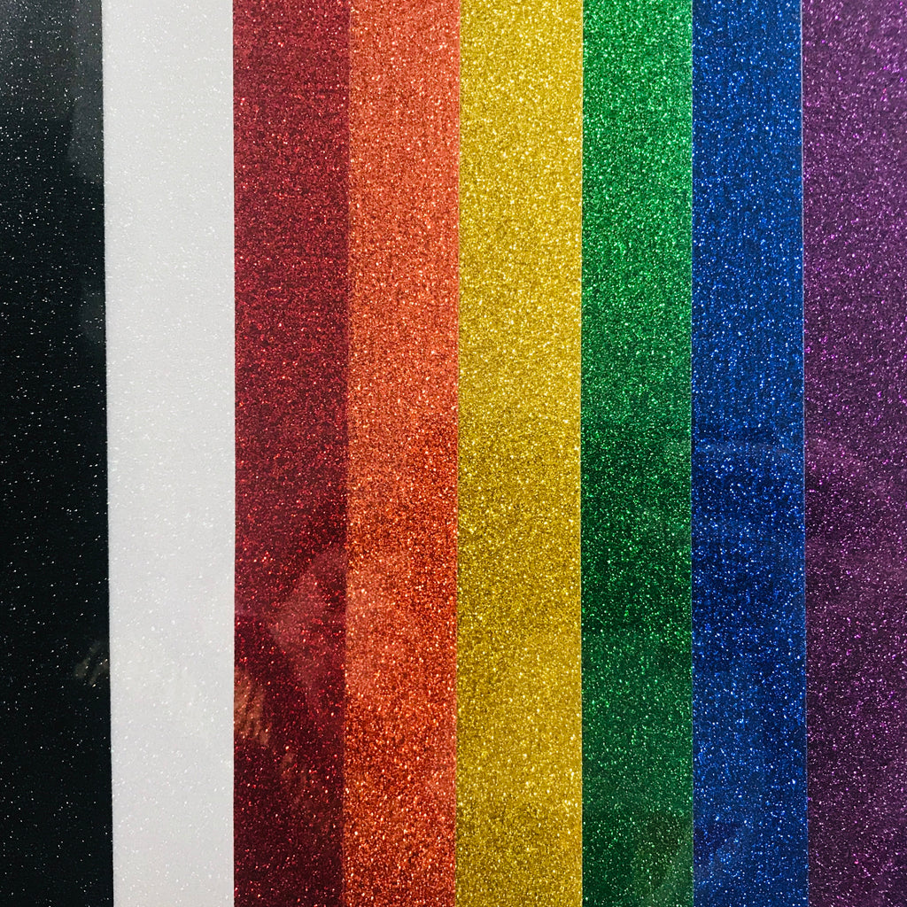 Heat Transfer Vinyl-Rainbow Black Glitter HTV 20