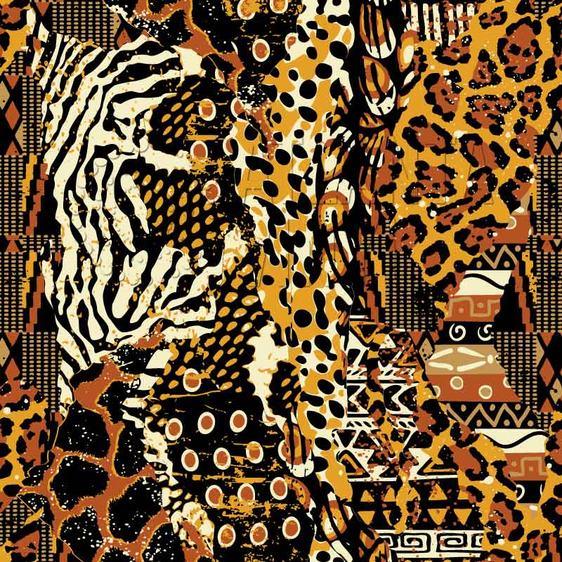 Kuumba - African Fabric & Animal Print Patchwork Patterned Heat Transfer Vinyl (HTV)